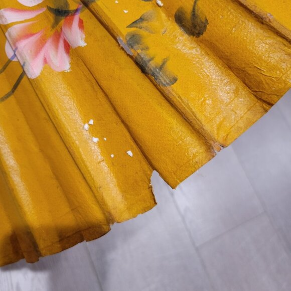 1950s Handpainted Flowers on Rice Paper and Bamboo Umbrella Parasol - Picture 8 of 8